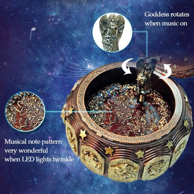 LEDライトがきらめく、12座の星座の女神が回転する、ビンテージ風オルゴール　12星座の贈物 メカニズム・オルゴール 装飾 彫像(輸入品)_7