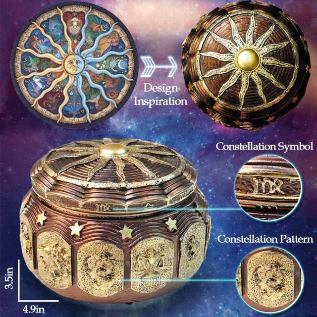 LEDライトがきらめく、12座の星座の女神が回転する、ビンテージ風オルゴール　12星座の贈物 メカニズム・オルゴール 装飾 彫像(輸入品)_8