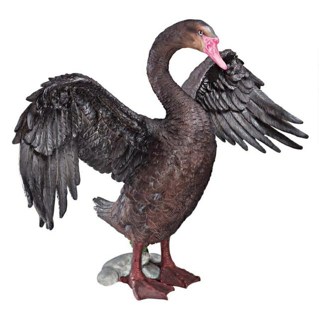動物彫刻 ブラック・スワン（黒鳥）ガーデン彫像/ ガーデニング 芝生 庭園 園芸 作庭 広場 プール 記念品 プレゼント 贈り物（輸入品_1