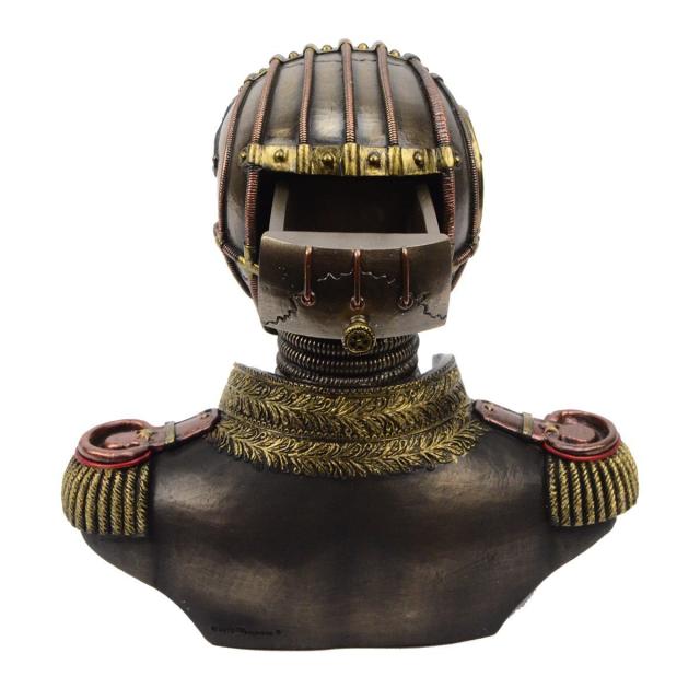 スチームパンク調 スカルバンド ユニフォーム胸像 小物入れ(ボックス) 高さ 約18ｃｍ ブロンズ風 彫像 彫刻/ ターミネーター 贈り物(輸入品_7