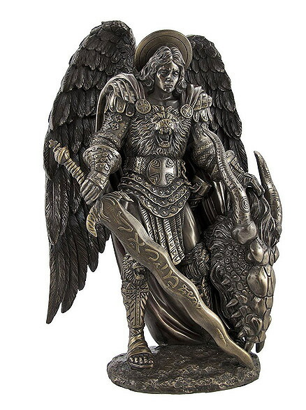 大天使聖ミカエルと、ドラゴンの首 彫像/ ミハイル 守護天使 旧約聖書