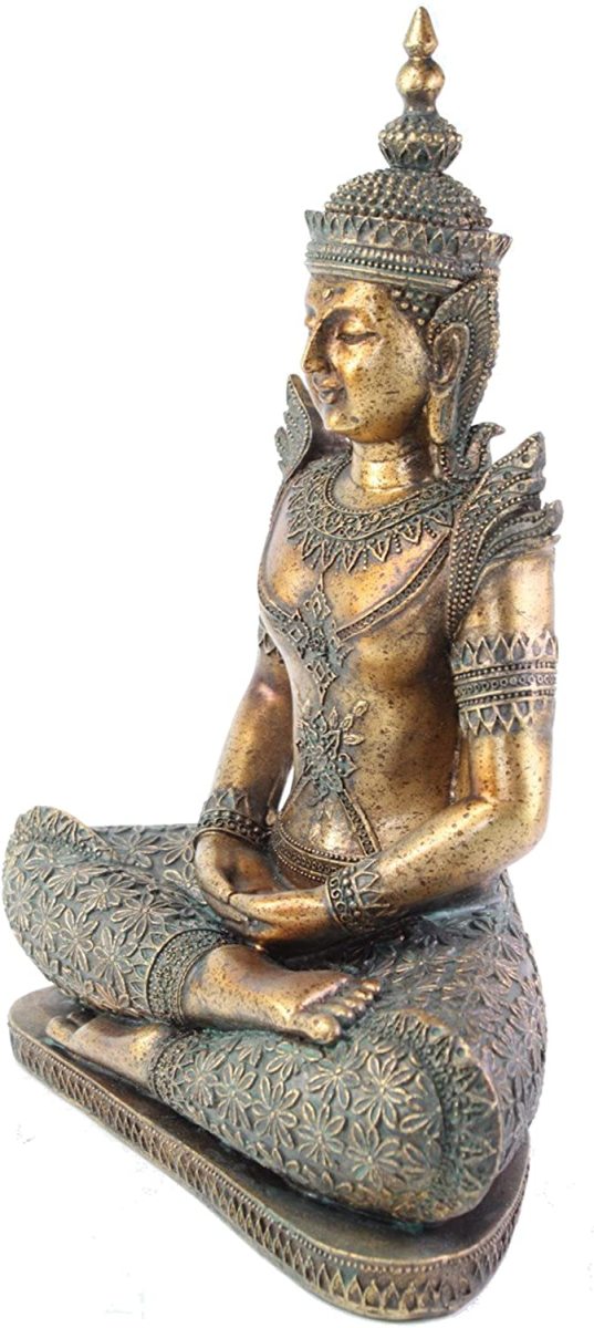 風水吉兆 ブロンズ風 印相を、組む、タイ式 仏像装飾 心の平安の象徴 彫像 彫刻/ 小乗仏教 バンコク アユタヤ王国 プレゼント（輸入品）_1