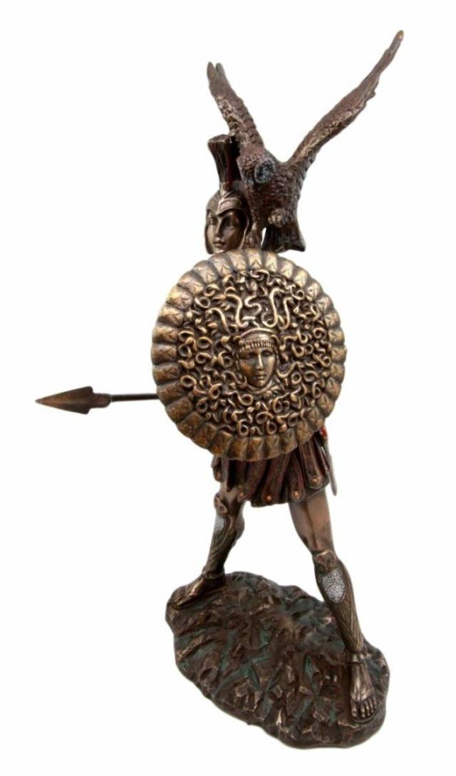 フクロウを従えたアテナ神 ブロンズ風 彫像 古代ギリシャ神話/ 知恵 芸術 工芸 戦略を司る女神、オリュンポス十二神 プレゼント（輸入品_2