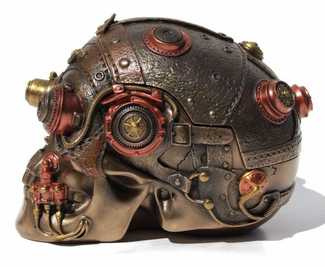 スチームパンク風 レザーテクスチャー スカル（頭蓋骨）小物箱 彫像 彫刻/ サンタ・ムエルテ グリムリーパー プレゼント贈り物（輸入品_4