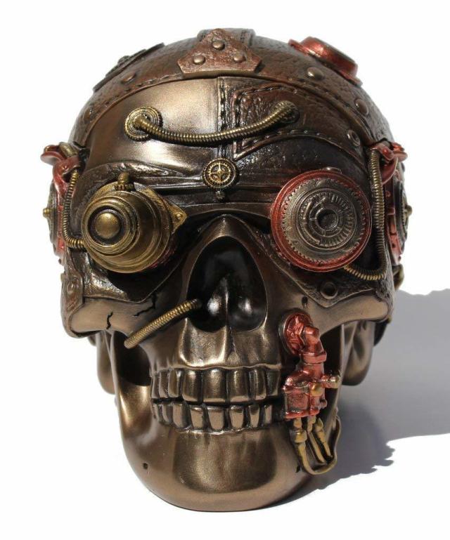 スチームパンク風 レザーテクスチャー スカル（頭蓋骨）小物箱 彫像 彫刻/ サンタ・ムエルテ グリムリーパー プレゼント贈り物（輸入品_5