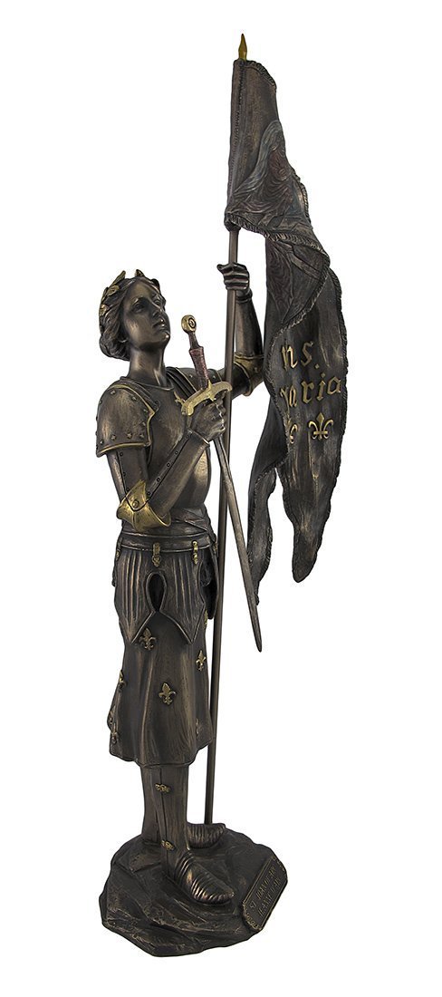 剣と旗を持った、ジャンヌ・ダルク ブロンズ風 彫像 彫刻 オルレアンの