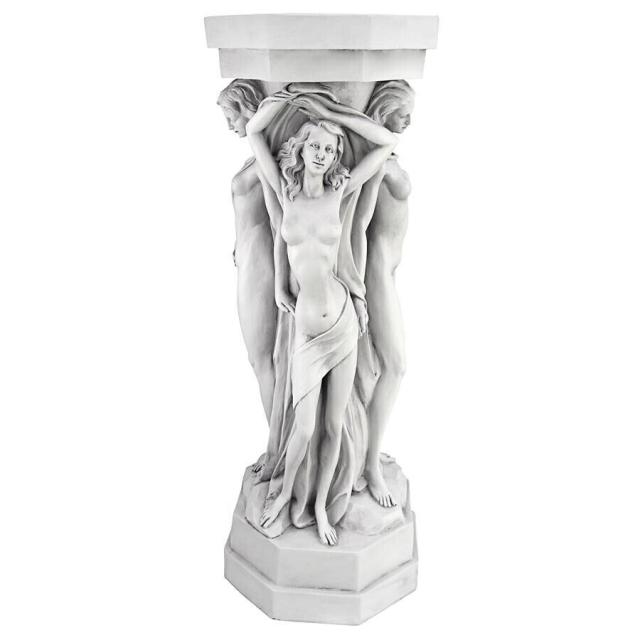 デザイン・トスカノ製 古代ギリシア女性(巫子)柱） コラム テーブル花台 台座 彫刻 彫像(輸入品)_2