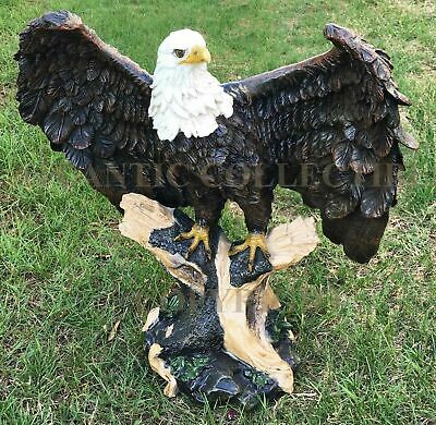 枝に止まる 空の王 白頭鷲 彫刻 彫像 高さ 約46ｃｍ/ ハクトウワシ アメリカ国鳥 記章 タカ目タカ科 絶滅危機種 インディアン プレゼント 贈り物 輸入品_1