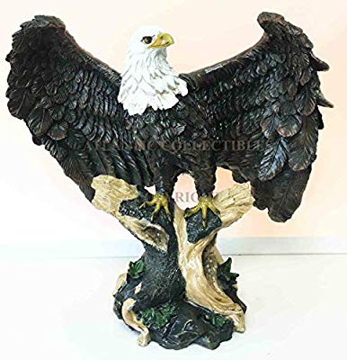 枝に止まる 空の王 白頭鷲 彫刻 彫像 高さ 約46ｃｍ/ ハクトウワシ アメリカ国鳥 記章 タカ目タカ科 絶滅危機種 インディアン プレゼント 贈り物 輸入品_2