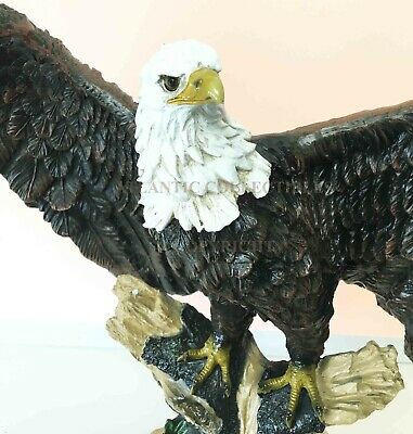 枝に止まる 空の王 白頭鷲 彫刻 彫像 高さ 約46ｃｍ/ ハクトウワシ アメリカ国鳥 記章 タカ目タカ科 絶滅危機種 インディアン プレゼント 贈り物 輸入品_3