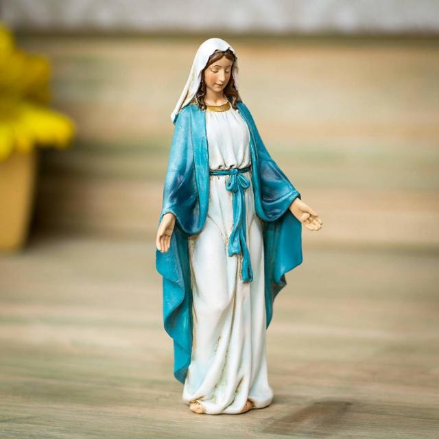 聖母マリア像 彫像 高さ約15ｃｍ キリスト教 Virgin Mary/ カトリック 祭壇 洗礼 精霊 福音 クリスマス プレゼント 贈り物 誕生日 お祝い(輸入品)_2