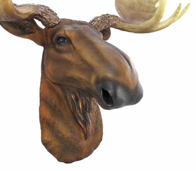北米大陸のヘラジカ (ムース) 頭部 壁掛け彫刻 彫像 / North American Moose Head Bust Wall Hanging （輸入品_2