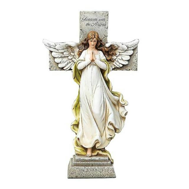 天使の十字架 記念碑、バースガーデン像、高さ 約30cm レジン製 彫像