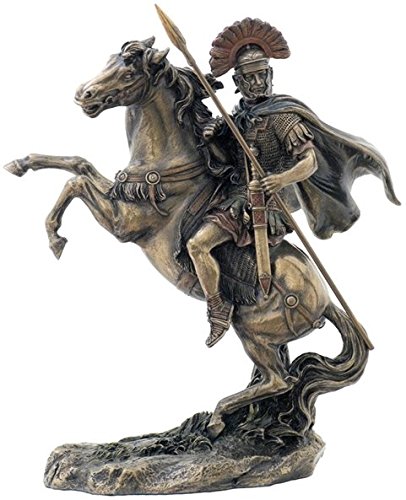 西洋彫刻 古代ローマ帝国 将軍(騎士／エクイテス)騎兵 騎馬像 ブロンズ風彫像/ 第２ポエニ戦争 シーザー カエサル ガリア戦記 プレゼント 贈り物(輸入品_1
