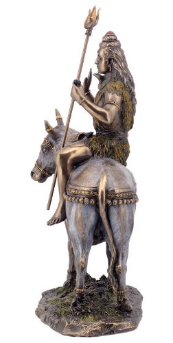 乳白色の牡牛（ナンディン）の背中に乗る シバ神(シヴァ神） ヒンズー教 彫刻 彫像/ Shiva on Nandi the Bull Statue (輸入品_1