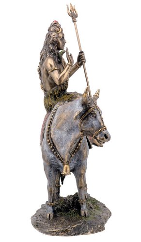 乳白色の牡牛（ナンディン）の背中に乗る シバ神(シヴァ神） ヒンズー教 彫刻 彫像/ Shiva on Nandi the Bull Statue (輸入品_2