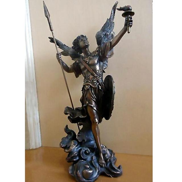 スピアとトーチを持った聖天使ウリエル彫像 守護天使キリスト教彫刻/ カトリック教会 祭壇 洗礼 福音 聖霊 聖書 プレゼント贈り物（輸入品）_2