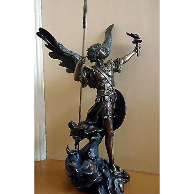 スピアとトーチを持った聖天使ウリエル彫像 守護天使キリスト教彫刻/ カトリック教会 祭壇 洗礼 福音 聖霊 聖書 プレゼント贈り物（輸入品）_3