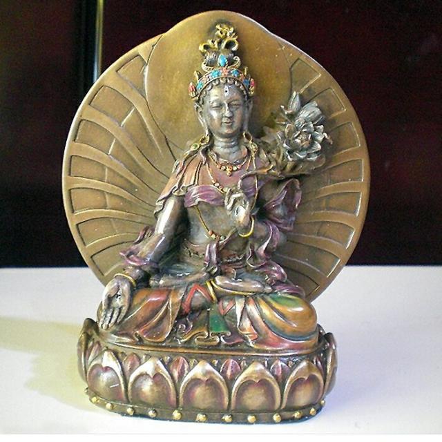 仏像 白多羅菩薩（白ターラー菩薩）高さ 約15cm 彫刻 彫像 /慈悲と