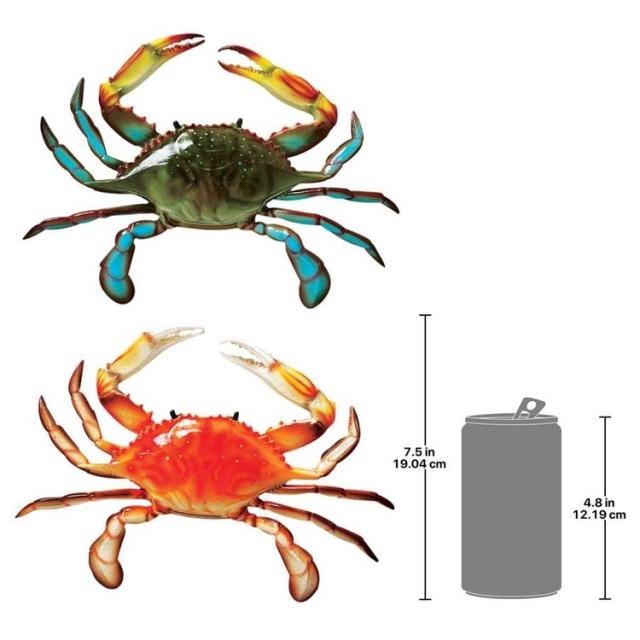 トロピカルな、色が綺麗な カニ（蟹）の壁彫刻（2個セット）彫像