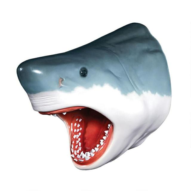 ホオジロザメのウォールマウントトロフィー彫刻 彫像 壁装飾 水族館 熱帯魚カフェ コレクション プレゼント 贈り物(輸入品）_3