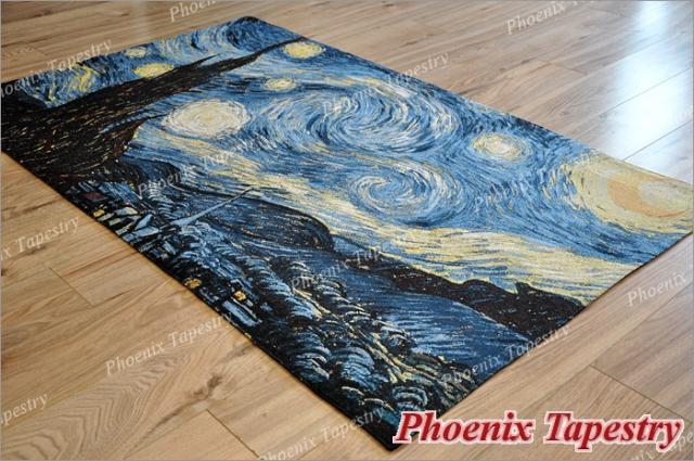 「星月夜」ヴィンセント・ヴァン・ゴッホ作 ジャカード織 壁掛けアートタペストリー 絵画レプリカ ホームインテリア壁装飾 贈り物（輸入品_2
