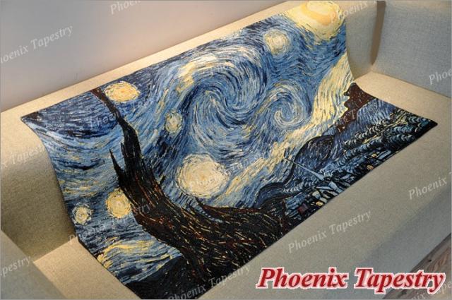 「星月夜」ヴィンセント・ヴァン・ゴッホ作 ジャカード織 壁掛けアートタペストリー 絵画レプリカ ホームインテリア壁装飾 贈り物（輸入品_5