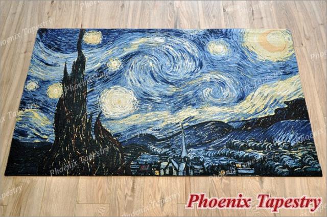 「星月夜」ヴィンセント・ヴァン・ゴッホ作 ジャカード織 壁掛けアートタペストリー 絵画レプリカ ホームインテリア壁装飾 贈り物（輸入品_1