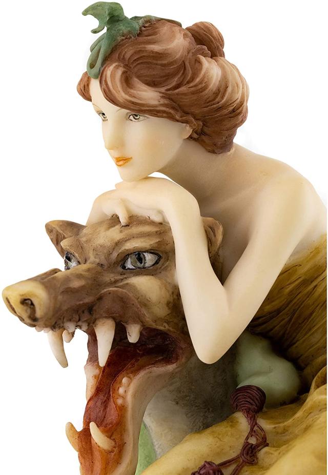 アルフォンス・ミュシャ風「貴婦人と野獣」の女性彫刻-彫像 高さ 約22ｃｍ置物/ コレクション 貴賓室 リビング（輸入品s_4