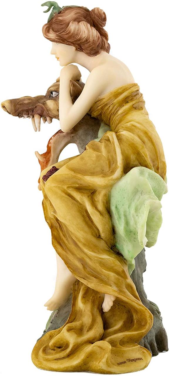アルフォンス・ミュシャ風「貴婦人と野獣」の女性彫刻-彫像 高さ 約22ｃｍ置物/ コレクション 貴賓室 リビング（輸入品s_1