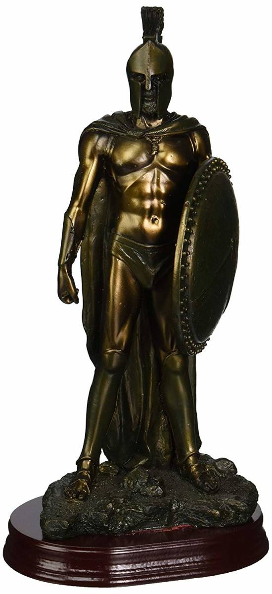 伝説のスパルタ戦士の彫刻 ブロンズ風 彫像 古代ギリシャ ペルシャ戦争 