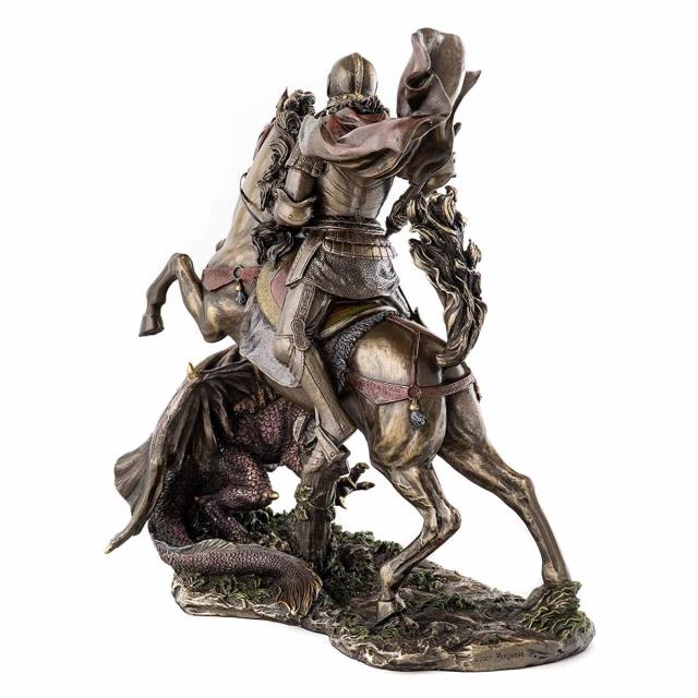 ドラゴンを退治する 聖ゲオルギオス ブロンズ風彫像 彫刻/ ドラゴン