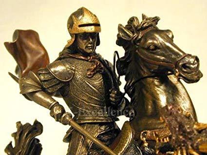 ドラゴンを退治する 聖ゲオルギオス ブロンズ風彫像 彫刻/ ドラゴン
