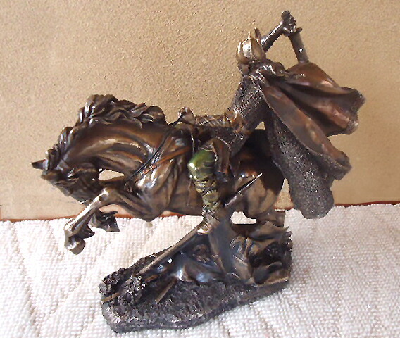 馬の乗った北欧のバイキング戦士 彫像フィギュア ブロンズ風彫刻 幅27ｃｍ/ Norse Viking Warrior on Rearing Horse Statue (輸入品_5