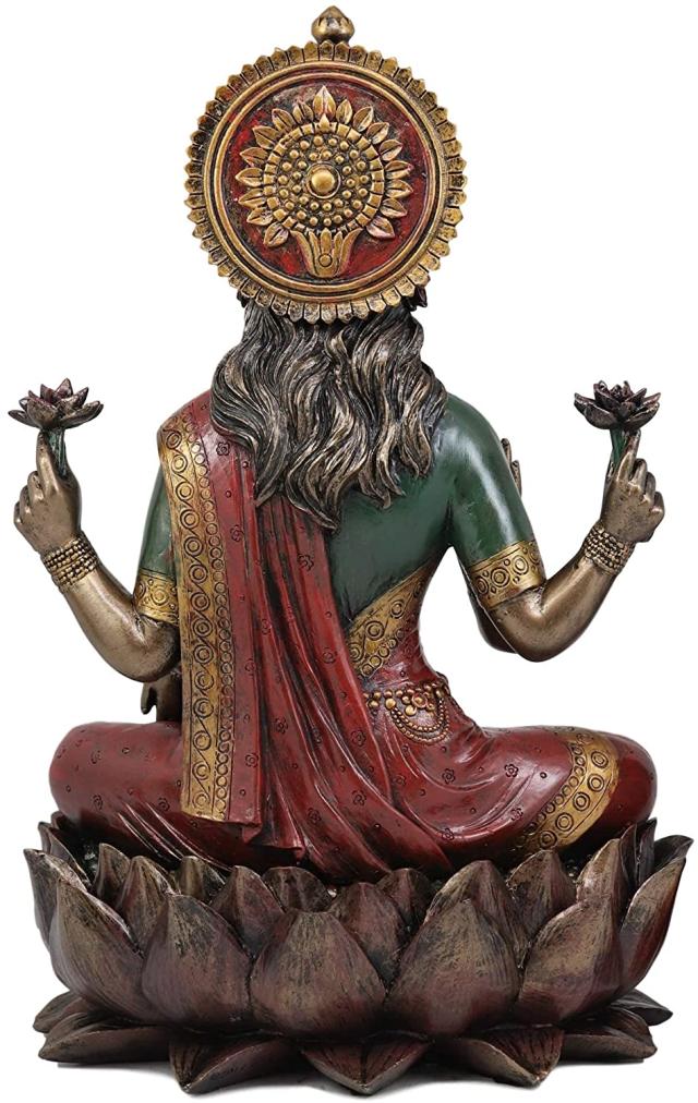 蓮の上に座っている美しい ヒンドゥー教の女神 ラクシュミー（吉祥天） 高さ 約31ｃｍ彫像 彫刻/ コレクション プレゼント贈り物(輸入品)_4