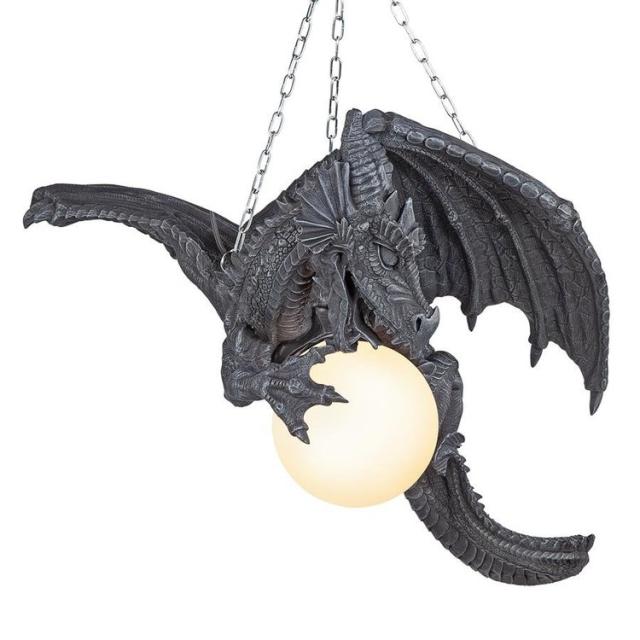 夜の怒りの 吊りドラゴン ランプ 彫像 彫刻/ ファンタジー D&amp;D ゲームオブスローンズ アーサー王と円卓の騎士 プレゼント贈り物(輸入品_8