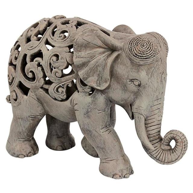 アジアンテイスト幾何学模様の置物 アンジャン・ザ・エレファント 象 ゾウ・ジャリ 彫刻 彫像/ Anjan the Elephant Jali Sculpture（輸入品_3
