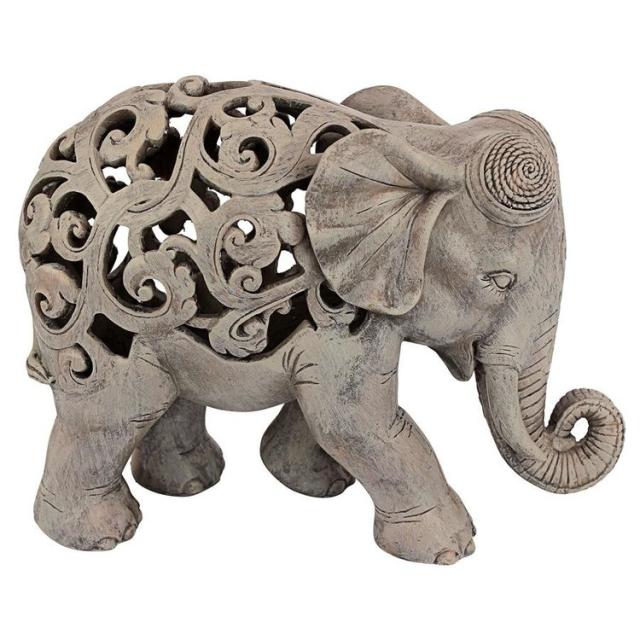 アジアンテイスト幾何学模様の置物 アンジャン・ザ・エレファント 象 ゾウ・ジャリ 彫刻 彫像/ Anjan the Elephant Jali Sculpture（輸入品_4