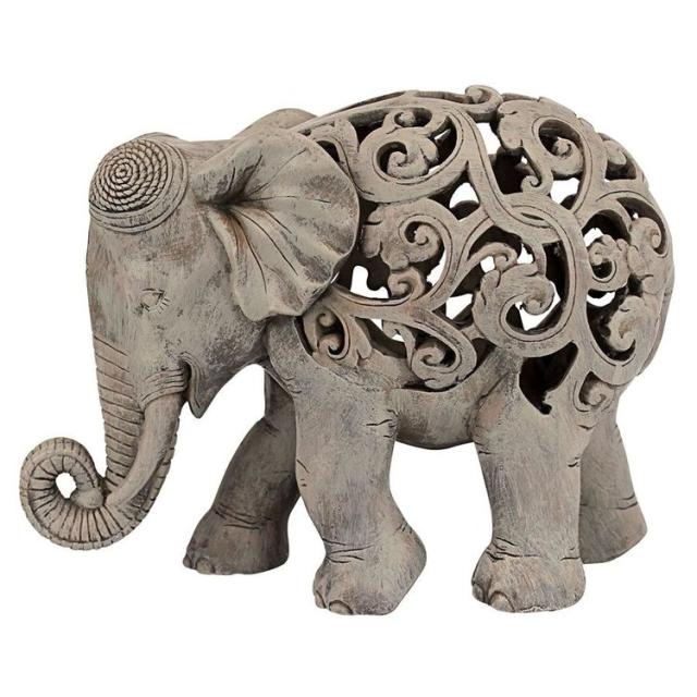 アジアンテイスト幾何学模様の置物 アンジャン・ザ・エレファント 象 ゾウ・ジャリ 彫刻 彫像/ Anjan the Elephant Jali Sculpture（輸入品_6