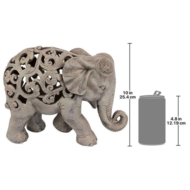 アジアンテイスト幾何学模様の置物 アンジャン・ザ・エレファント 象 ゾウ・ジャリ 彫刻 彫像/ Anjan the Elephant Jali Sculpture（輸入品_7