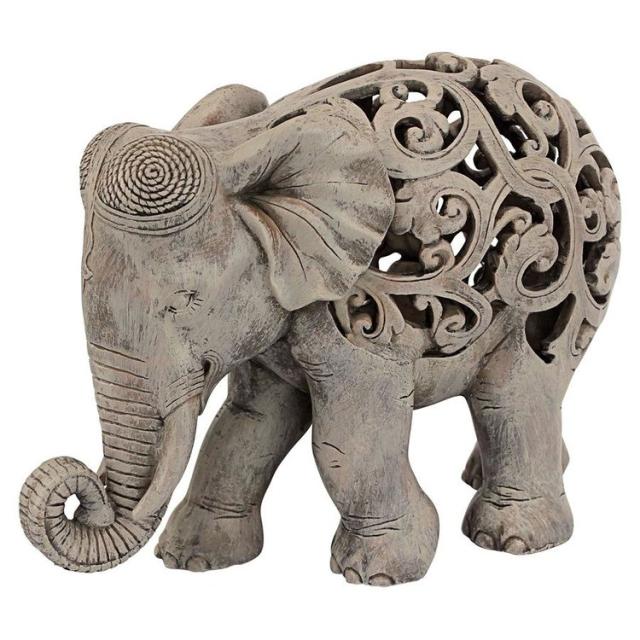 アジアンテイスト幾何学模様の置物 アンジャン・ザ・エレファント 象 ゾウ・ジャリ 彫刻 彫像/ Anjan the Elephant Jali Sculpture（輸入品_8
