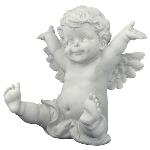 飛び跳ねる子供の智天使（ケルビム像）西洋彫刻 装飾品 ガーデン彫像/ ガーデニング アクセント 庭園 園芸 お庭 芝生 プレゼント(輸入品_4