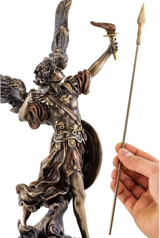 スピアとトーチを持った聖天使ウリエル彫像 守護天使キリスト教彫刻/ カトリック教会 祭壇 洗礼 福音 聖霊 聖書 プレゼント贈り物（輸入品）_9