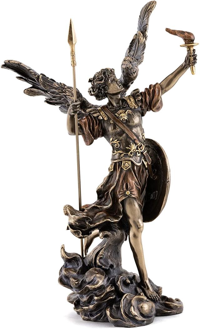 スピアとトーチを持った聖天使ウリエル彫像 守護天使キリスト教彫刻/ カトリック教会 祭壇 洗礼 福音 聖霊 聖書 プレゼント贈り物（輸入品）_4
