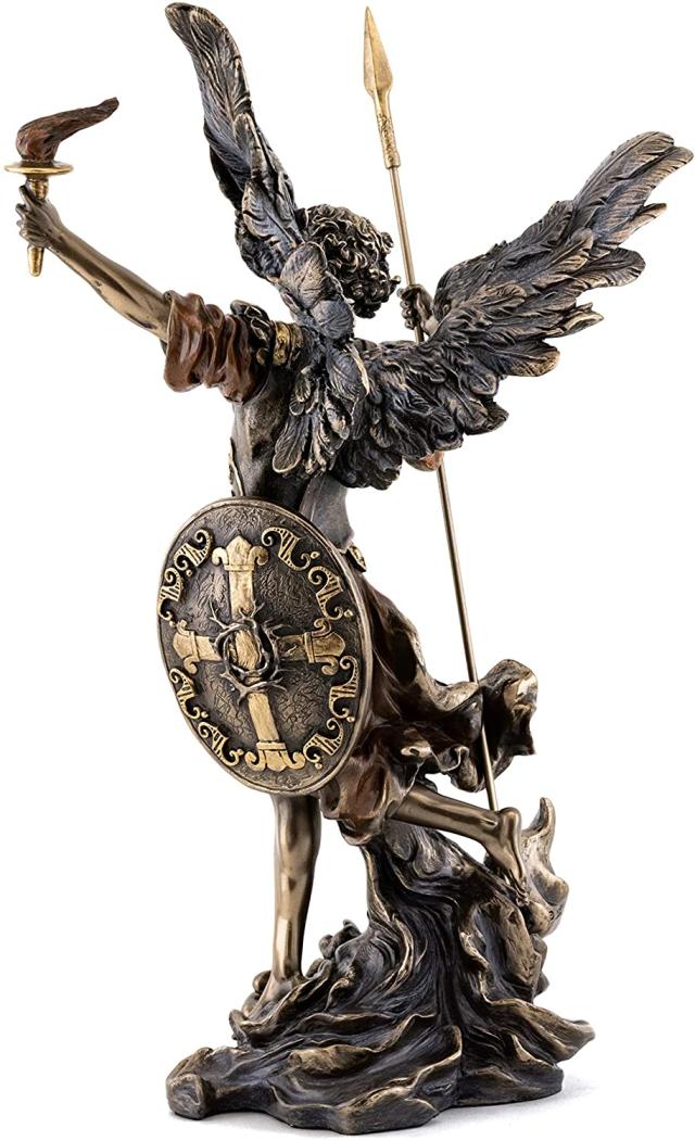 スピアとトーチを持った聖天使ウリエル彫像 守護天使キリスト教彫刻/ カトリック教会 祭壇 洗礼 福音 聖霊 聖書 プレゼント贈り物（輸入品）_6