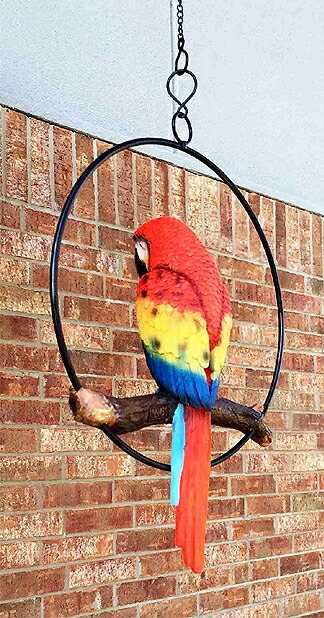 パティオ＆ホーム用 枝に止まったスカーレット色の コンゴウインコ 、オウム（鸚鵡）、愛好家のための トロピル彫像 彫刻（輸入品_3
