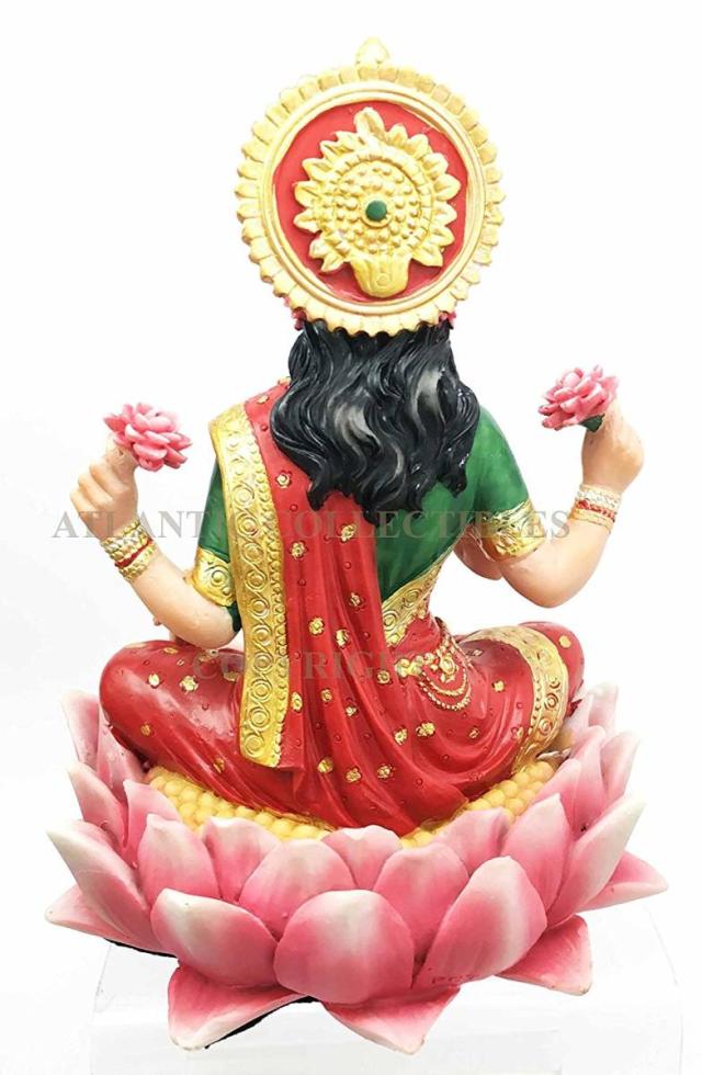 幸運を呼ぶ 蓮の花の上の 吉祥天(ラクシュミー) ヒンズー教 女神 彫像 彫刻/ 功徳天、宝蔵天女 吉祥悔過 五穀豊穣 幸運の贈り物 （輸入品）_1