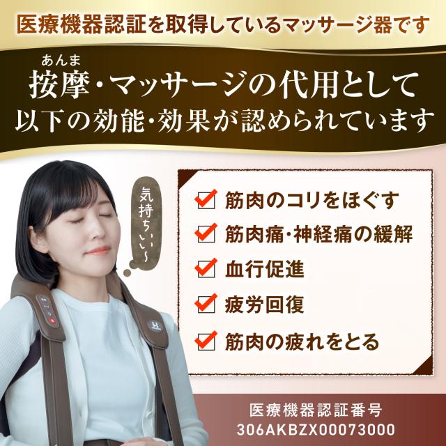 【医療機器認証】 HOGXIA 首肩マッサージ機 肩こり マッサージ機 プレゼント 電動マッサージ機 マッサージ 小型マッサージ機 / ネックマッサージャー HGX-158R ブラウン_2
