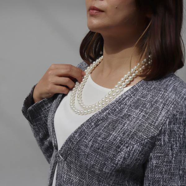 貝パールネックレス2連 真珠 結婚式 ロング フォーマル プレゼント パールネックレスロング 結婚 母の日 ハレの日 パーティ 10mm120cm ケース付 単品_12