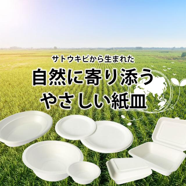 さとうきび食器 フードパック(1000枚) 環境にやさしい エコ 業務用 レンジ使用可 耐水 耐油 植物由来 生分解可能 厚手で丈夫 イベント テイクアウト デリバリー お祭り おうちカフェ アウトドア パーティーにも最適_1